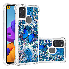 Silicone Candy Rubber TPU Bling-Bling Soft Case Cover S03 for Samsung Galaxy A21s Blue