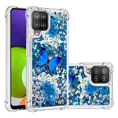 Silicone Candy Rubber TPU Bling-Bling Soft Case Cover S03 for Samsung Galaxy A22 4G Blue