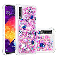 Silicone Candy Rubber TPU Bling-Bling Soft Case Cover S03 for Samsung Galaxy A30S Hot Pink