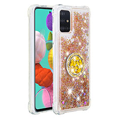 Silicone Candy Rubber TPU Bling-Bling Soft Case Cover with Finger Ring Stand S01 for Samsung Galaxy M40S Gold