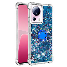 Silicone Candy Rubber TPU Bling-Bling Soft Case Cover with Finger Ring Stand S01 for Xiaomi Mi 13 Lite 5G Blue