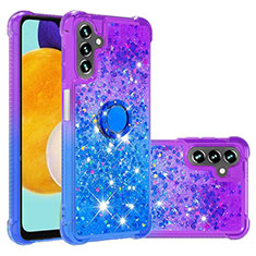 Silicone Candy Rubber TPU Bling-Bling Soft Case Cover with Finger Ring Stand S02 for Samsung Galaxy A04s Purple