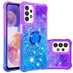 Silicone Candy Rubber TPU Bling-Bling Soft Case Cover with Finger Ring Stand S02 for Samsung Galaxy A23 5G Purple