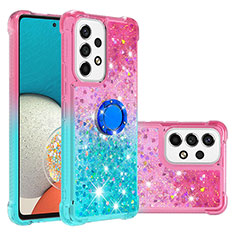 Silicone Candy Rubber TPU Bling-Bling Soft Case Cover with Finger Ring Stand S02 for Samsung Galaxy A53 5G Pink