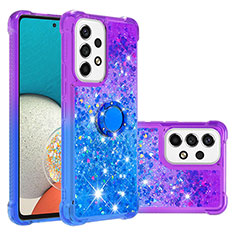 Silicone Candy Rubber TPU Bling-Bling Soft Case Cover with Finger Ring Stand S02 for Samsung Galaxy A53 5G Purple