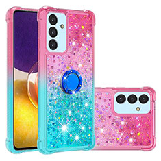 Silicone Candy Rubber TPU Bling-Bling Soft Case Cover with Finger Ring Stand S02 for Samsung Galaxy M14 5G Pink