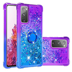 Silicone Candy Rubber TPU Bling-Bling Soft Case Cover with Finger Ring Stand S02 for Samsung Galaxy S20 Lite 5G Purple