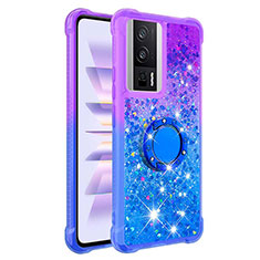 Silicone Candy Rubber TPU Bling-Bling Soft Case Cover with Finger Ring Stand S02 for Xiaomi Poco F5 Pro 5G Purple