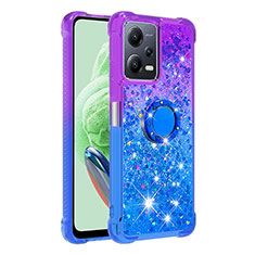 Silicone Candy Rubber TPU Bling-Bling Soft Case Cover with Finger Ring Stand S02 for Xiaomi Poco X5 5G Purple