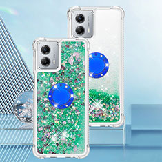 Silicone Candy Rubber TPU Bling-Bling Soft Case Cover with Finger Ring Stand YB1 for Motorola Moto G 5G (2023) Green
