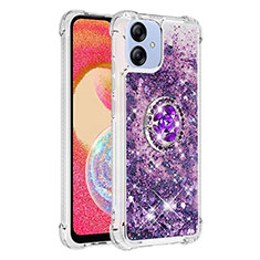Silicone Candy Rubber TPU Bling-Bling Soft Case Cover with Finger Ring Stand YB1 for Samsung Galaxy A04 4G Purple