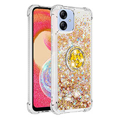 Silicone Candy Rubber TPU Bling-Bling Soft Case Cover with Finger Ring Stand YB1 for Samsung Galaxy M04 Gold
