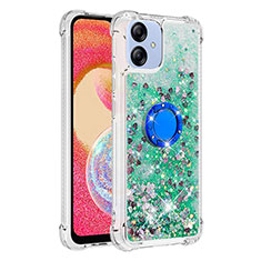 Silicone Candy Rubber TPU Bling-Bling Soft Case Cover with Finger Ring Stand YB1 for Samsung Galaxy M04 Green