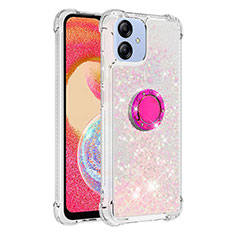 Silicone Candy Rubber TPU Bling-Bling Soft Case Cover with Finger Ring Stand YB1 for Samsung Galaxy M04 Pink