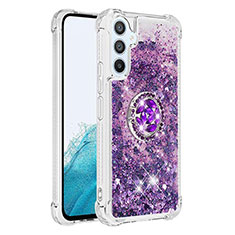 Silicone Candy Rubber TPU Bling-Bling Soft Case Cover with Finger Ring Stand YB1 for Samsung Galaxy Quantum4 5G Purple