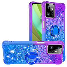 Silicone Candy Rubber TPU Bling-Bling Soft Case Cover with Finger Ring Stand YB2 for Motorola Moto G Power 5G (2023) Purple