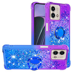 Silicone Candy Rubber TPU Bling-Bling Soft Case Cover with Finger Ring Stand YB2 for Motorola Moto G Stylus (2023) 4G Purple