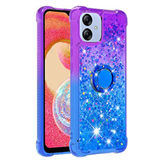 Silicone Candy Rubber TPU Bling-Bling Soft Case Cover with Finger Ring Stand YB2 for Samsung Galaxy A04 4G Purple