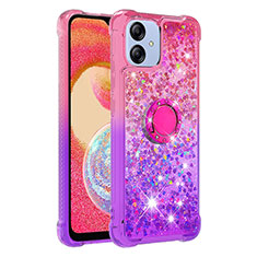 Silicone Candy Rubber TPU Bling-Bling Soft Case Cover with Finger Ring Stand YB2 for Samsung Galaxy M04 Hot Pink