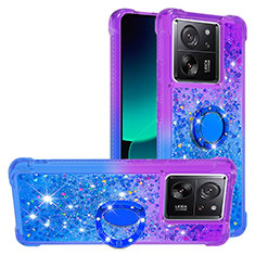 Silicone Candy Rubber TPU Bling-Bling Soft Case Cover with Finger Ring Stand YB2 for Xiaomi Mi 13T 5G Purple