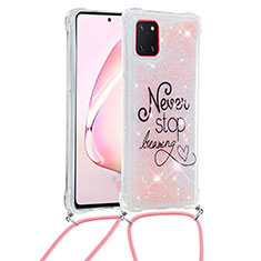 Silicone Candy Rubber TPU Bling-Bling Soft Case Cover with Lanyard Strap S02 for Samsung Galaxy Note 10 Lite Mixed
