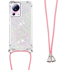 Silicone Candy Rubber TPU Bling-Bling Soft Case Cover with Lanyard Strap S03 for Xiaomi Mi 12 Lite NE 5G Pink