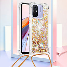 Silicone Candy Rubber TPU Bling-Bling Soft Case Cover with Lanyard Strap S03 for Xiaomi Poco C55 Gold