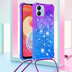 Silicone Candy Rubber TPU Bling-Bling Soft Case Cover with Lanyard Strap YB1 for Samsung Galaxy A04E Purple