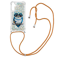 Silicone Candy Rubber TPU Bling-Bling Soft Case Cover with Lanyard Strap YB2 for Samsung Galaxy A34 5G Mixed