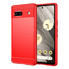 Silicone Candy Rubber TPU Line Soft Case Cover for Google Pixel 7a 5G Red