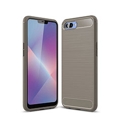 Silicone Candy Rubber TPU Line Soft Case Cover for Oppo A12e Gray