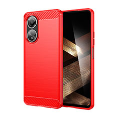 Silicone Candy Rubber TPU Line Soft Case Cover for Oppo A18 Red