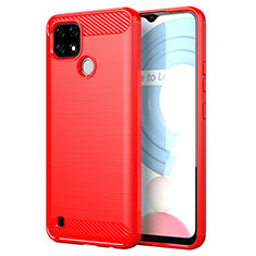 Silicone Candy Rubber TPU Line Soft Case Cover for Realme C21 Red