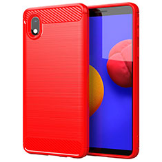 Silicone Candy Rubber TPU Line Soft Case Cover for Samsung Galaxy A01 Core Red