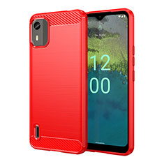 Silicone Candy Rubber TPU Line Soft Case Cover MF1 for Nokia C12 Pro Red