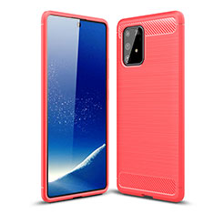 Silicone Candy Rubber TPU Line Soft Case Cover WL1 for Samsung Galaxy A91 Red