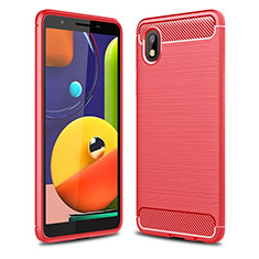 Silicone Candy Rubber TPU Line Soft Case Cover WL1 for Samsung Galaxy M01 Core Red