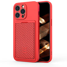 Silicone Candy Rubber TPU Soft Case Cover KC2 for Apple iPhone 15 Pro Max Red