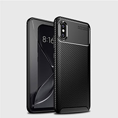 Silicone Candy Rubber TPU Twill Soft Case Cover A01 for Xiaomi Mi 8 Black