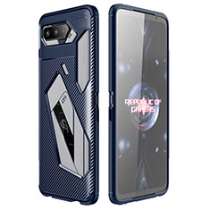 Silicone Candy Rubber TPU Twill Soft Case Cover for Asus ROG Phone 5 Pro Blue