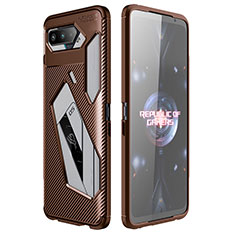 Silicone Candy Rubber TPU Twill Soft Case Cover for Asus ROG Phone 5 Pro Brown