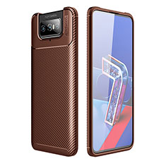 Silicone Candy Rubber TPU Twill Soft Case Cover for Asus Zenfone 7 Pro ZS671KS Brown