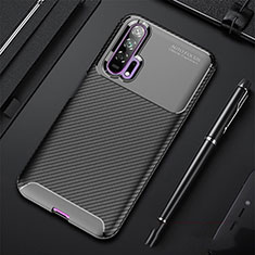 Silicone Candy Rubber TPU Twill Soft Case Cover for Huawei Honor 20 Pro Black