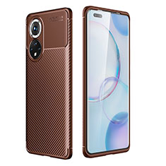 Silicone Candy Rubber TPU Twill Soft Case Cover for Huawei Honor 50 Pro 5G Brown