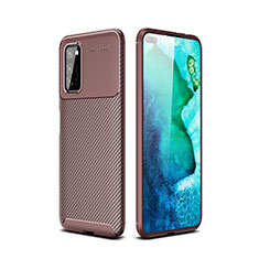 Silicone Candy Rubber TPU Twill Soft Case Cover for Huawei Honor V30 Pro 5G Brown