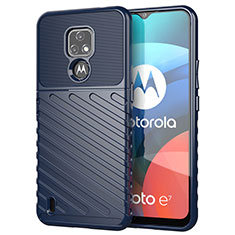 Silicone Candy Rubber TPU Twill Soft Case Cover for Motorola Moto E7 (2020) Blue