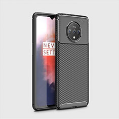 Silicone Candy Rubber TPU Twill Soft Case Cover for OnePlus 7T Black