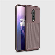 Silicone Candy Rubber TPU Twill Soft Case Cover for OnePlus 7T Pro 5G Brown