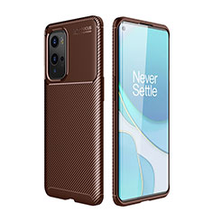 Silicone Candy Rubber TPU Twill Soft Case Cover for OnePlus 9 Pro 5G Brown