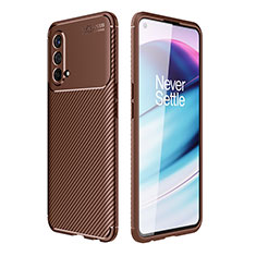 Silicone Candy Rubber TPU Twill Soft Case Cover for OnePlus Nord CE 5G Brown